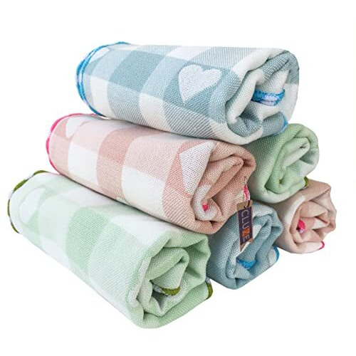 Cluze Women Heart Printed Handkerchief - Cotton Hanky, Face Towel (Light Color) (Size 25X25 Cm) (Pack Of 6 Pc) (6)