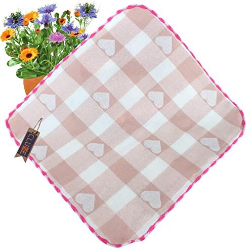 Cluze Women Heart Printed Handkerchief - Cotton Hanky, Face Towel (Light Color) (Size 25X25 Cm) (Pack Of 6 Pc) (6)