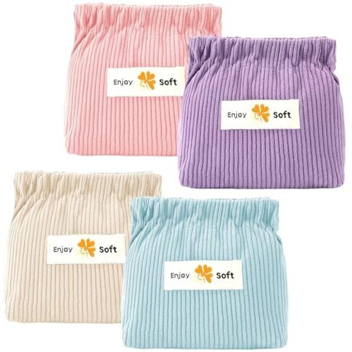 Maycreate 4Pcs Corduroy Storage Pouch Coin Bags Corduroy Storage Bag Easy Squeeze Open Bag Cash Bag Small Jewelry Organizer Bag Coin Bag Travel Makeup Storage Pouch