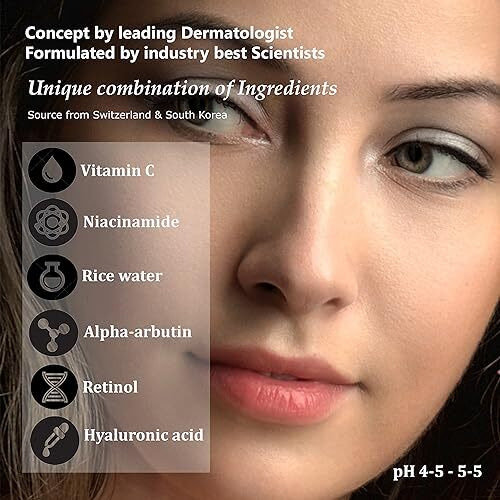 Clearcut Vitamin C 15% | Niacinamide 10% | Alpha Arbutin 0.5% | Retinol 0.3% | Face Serum Dark Spot Removal Rice Water Hyaluronic Acid 30 Ml