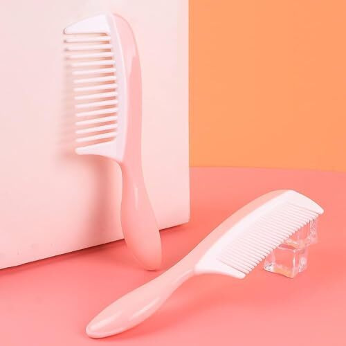 Zollyss Dressing Comb For Women & Men, Fine Tooth And Wide Tooth Hair Comb, Pink & White Styling Comb Set (Pack Of 2)