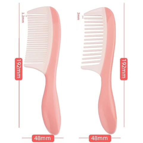 Zollyss Dressing Comb For Women & Men, Fine Tooth And Wide Tooth Hair Comb, Pink & White Styling Comb Set (Pack Of 2)