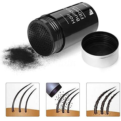 Eamaze Dexe Classic Necessity Easy To Use Lose Hair Building Fibres 22G (Black), Thick Hair, Instant Results, Plant And Cotton Based Fibers, For Men And Women