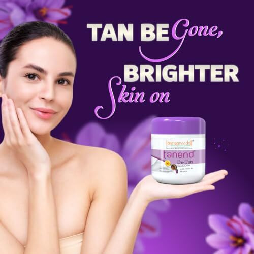 Aryanveda De-Tan Bleach Cream For Face And Body With Milk & Honey For Skin Smoothening, Tightens Pores, Removes Sun Tan, Brightens Dark Spots, For Glowing And Beautiful Skin, For Men And Women 450G