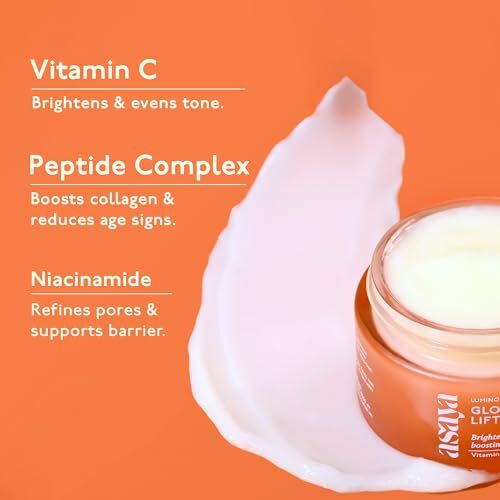Asaya Vitamin C Moisturizer | Hydrating & Brightening Face Cream | With Niacinamide, Peptides & Hyaluronic Acid | Boosts Collagen, Firms Skin & Reduces Fine Lines | Evens Skin Tone & Fades Dark Spots | Lightweight, Non-Greasy & Fast Absorbing | For Barrier Repair & Deep Hydration | Oily, Dry Skin | 50G