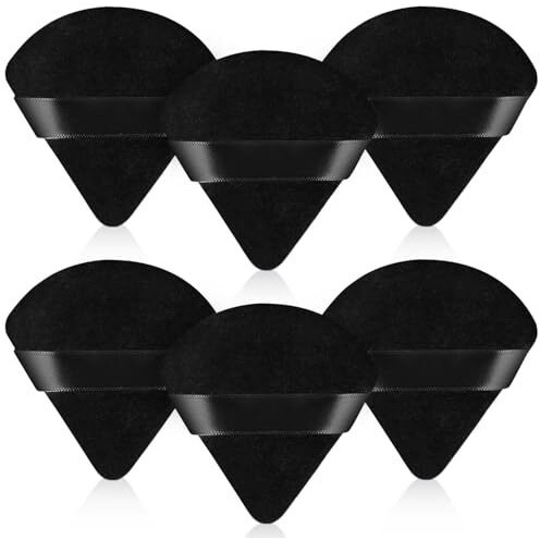 Inovera (Label) 6 Pieces Powder Puff Face Makeup Sponge - Loose Foundation Blending Sponges Set - Triangle Shape Beauty Blender Tool For Wet & Dry Powders (Black)