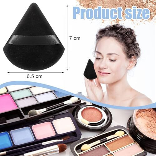 Inovera (Label) 6 Pieces Powder Puff Face Makeup Sponge - Loose Foundation Blending Sponges Set - Triangle Shape Beauty Blender Tool For Wet & Dry Powders (Black)
