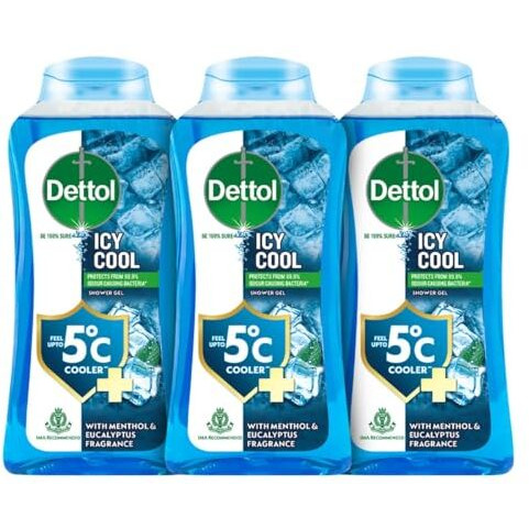Dettol Body Wash And Shower Gel For Women And Men, Cool (Pack Of 3 - 250Ml Each) | Soap-Free Bodywash | 12H Complete Odour Protection
