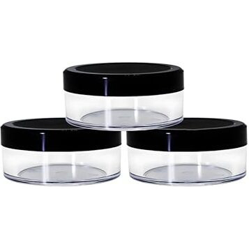 Hian Refillable Cosmetic Jars | 15Gm  3.8 X 2.5 Cm (Pack Of 3) | Acrylic Plastic With Leakproof Black Lids | Compact & Reusable For Travel | Ideal For Storing Creams, Balms & Skincare Essentials