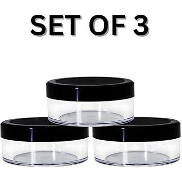 Hian Refillable Cosmetic Jars | 15Gm  3.8 X 2.5 Cm (Pack Of 3) | Acrylic Plastic With Leakproof Black Lids | Compact & Reusable For Travel | Ideal For Storing Creams, Balms & Skincare Essentials