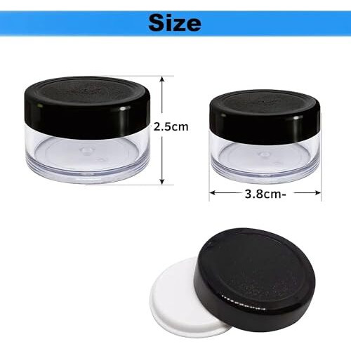 Hian Refillable Cosmetic Jars | 15Gm  3.8 X 2.5 Cm (Pack Of 3) | Acrylic Plastic With Leakproof Black Lids | Compact & Reusable For Travel | Ideal For Storing Creams, Balms & Skincare Essentials