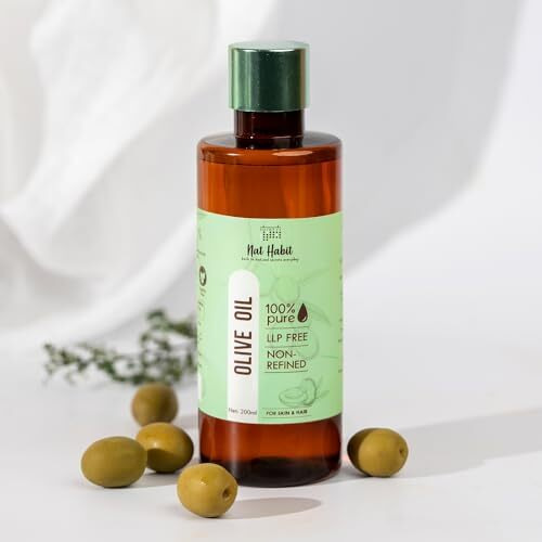 Nat Habit 100% Pure Olive Oil For Skin & Hair, Non-Refined, Chemical Free & Preservative Free - 200 Ml