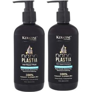 Nano Plastia Hair Repair Shampoo & Mask Combo 300 Ml Each| Intensively Nourishes The Hair | Sulphate & Paraben Free
