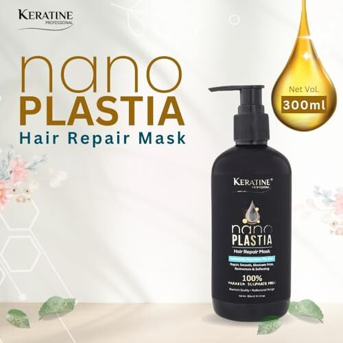 Nano Plastia Hair Repair Shampoo & Mask Combo 300 Ml Each| Intensively Nourishes The Hair | Sulphate & Paraben Free