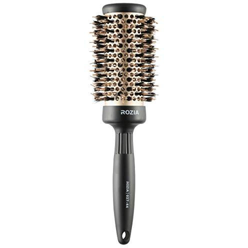 Rozia Pro Boar Bristles Round Hair Brush, Thermal Ceramic & Ionic Tech, Roller Hair Brush For Blow Drying, Curling, Straightening, Add Volume & Shine (44 Mm)