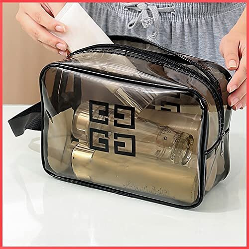 Wolpin Large Cosmetic Makeup Kit Storage Organizer Travel Toiletry Vanity Bag Grooming Make Up Bag, Pouch Black