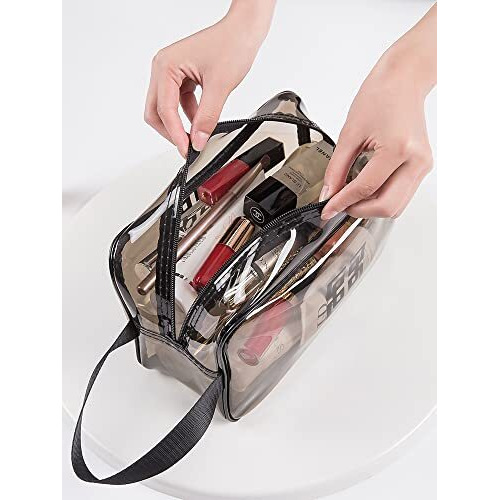 Wolpin Large Cosmetic Makeup Kit Storage Organizer Travel Toiletry Vanity Bag Grooming Make Up Bag, Pouch Black