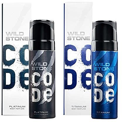 Wild Stone Code Platinum & Titanium No Gas Body Perfume Spray Combo For Men,Pack Of 2 (120Ml Each)
