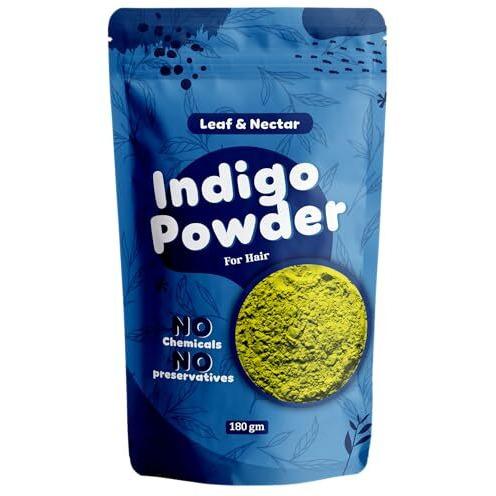 Leaf & Nectar 100% Pure Indigo Powder For Black Hair | Natural Hair Dye & Chemical-Free Color (180G)
