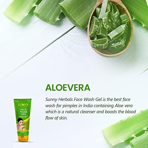 Sunny Herbals Face Wash Gel Enriched With Aloevera, Neem & Tulsi | For Cleansing, Preventing Pimples & Removing Extra Oil | Moisturizes & Gives Healthy, Fresh & Supple Skin | For All Skin Type, 110Ml (Pack Of 2)