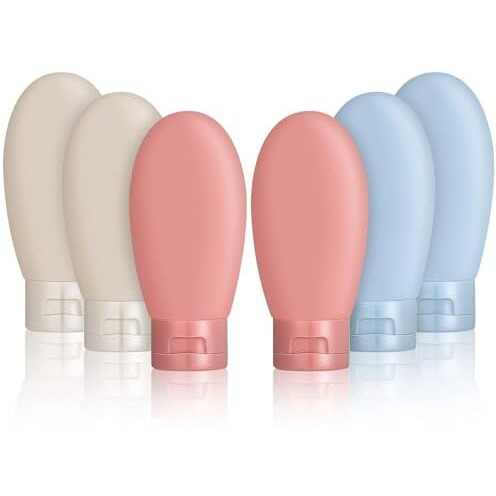 Verat 6 Pieces Travel Bottles For Toiletries Refillable Plastic Travel Containers Dispenser With Lid Small Leak Proof Empty Squeeze Bottles Kit For Toiletries, Cream, Shampoo Cosmetic Storage Box