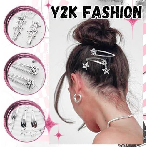 Maycreate 10Pcs Hair Clips For Girls Women Y2K Accessories Cute Metal Star Hair Pins Fashion Style Star Hair Barrettes Clips Gifts Korean Style Stylish Punk Hair Accessories For Women, Girls