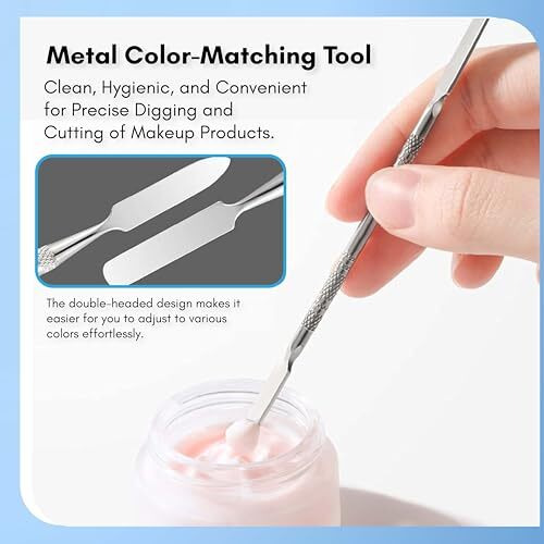 Beaut Secrets 2 In 1 Makeup Cosmetic Mixing Palette, Stainless Steel Foundation Palette With Spatula For Mixing Foundation, Eye Shadow, Eyelash, Lipstick, Nail Art, Silver