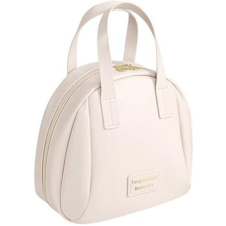 Welpel Leather Travel Cosmetic Bag For Women - Waterproof Makeup Organizer With Handle, Portable Toiletry Bag For Daily Essentials, Skincare, And Beauty Accessories - Compact, Stylish Design (White)