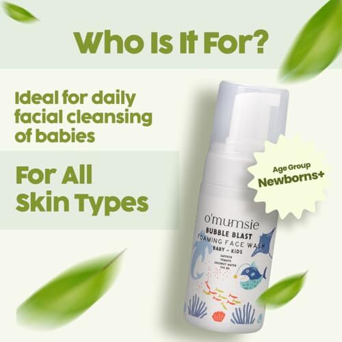 Omumsie's Bubble Blast Kids Foaming Face Wash | Gentle, Tear-Free Formula | Natural Ingredients For Sensitive Skin | Dermatologist Tested | 100Ml