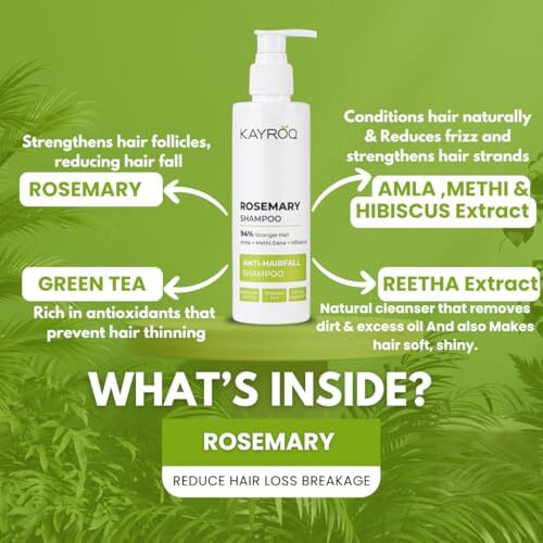 Kayroq Rosemary Shampoo | 94% Stronger Hair | Enriched With Rosemary | Sulfate & Paraben Free | For Men & Women | 200 Ml