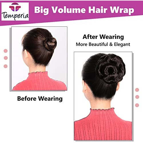 Temperia Hair Accessories For Women Stylish - Juda Hair Buns Clip Extension For Women - Artificial Fake Hair Donuts Bun Maker - Black