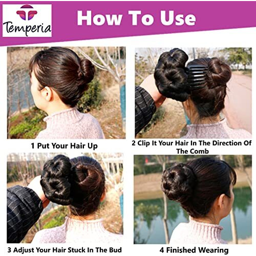 Temperia Hair Accessories For Women Stylish - Juda Hair Buns Clip Extension For Women - Artificial Fake Hair Donuts Bun Maker - Black