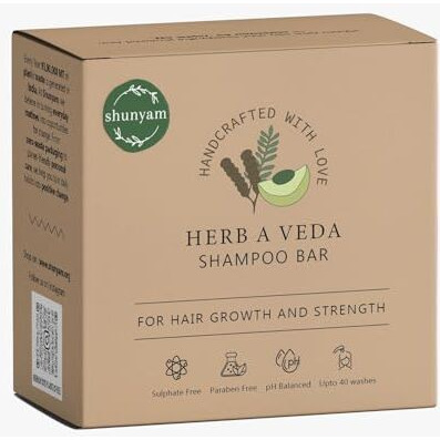 Shunyam Herb A Veda Shampoo Bar With Amla,Shikakai,Reetha,Bhringraj | For Hair Growth | For All Hair Types | Sulphate & Paraben Free | 70 Gm