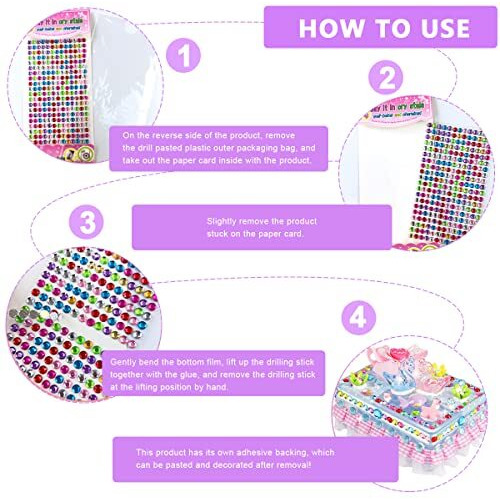 Maycreate 5 Sheet Gem Stickers Rhinestones Acrylic Color Self Adhesive Face Jewels Stickers For Women Girls Kids Diy Crafts, Makeup, Nail Art, Sketchbook And Decorations
