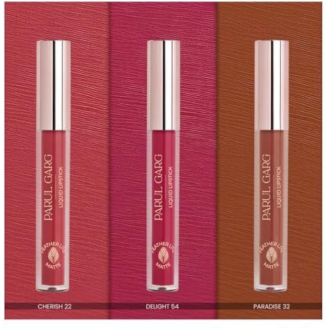 Parul Garg Beauty Bold Matte Liquid Lipstick Trio  Paradise (Brown), Cherish (Rose Pink) & Delight (Berry Pink) | Smudge-Proof, Long-Lasting & Vegan | Medium To Deep Skin Tones | 2.5Ml Each | Gift Potli