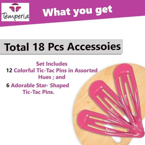 Temperia (18Pcs) Hair Accessories For Girls, Kids, Baby - Hair Tic Tac, Clips & Pins Set - Stylish & Fancy - Random Designs & Colours (Za751)