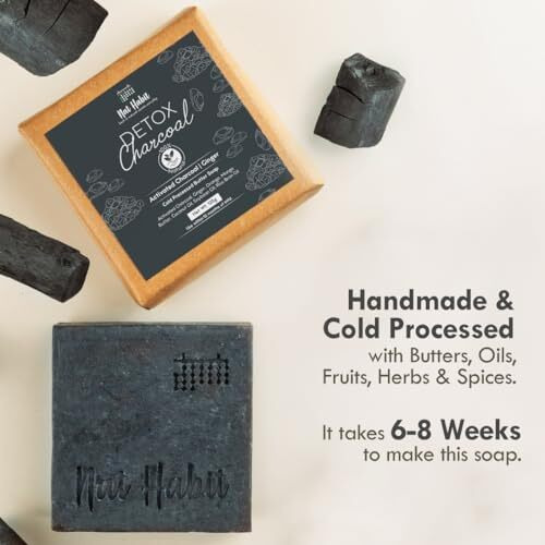Nat Habit Exfoliating Orange & Detox Charcoal Butter Bath Soap With Cold Processed For Scar Reduction, Exfoliation, Tan Removal & Exfoliation (125G X 2, Combo)