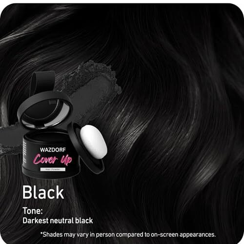 Wazdorf Hairline Powder - Root Touch Up & Hair Loss Cover Up, Instant Gray Coverage, Stain-Proof Hair Color Powder For Women & Men, Hair Fiber And Hair Topper Alternative (Black, 4 G)