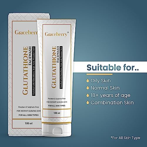 Graceberry Brightening L-Glutathione Face Wash With Vitamin C & E, Glycolic Acid And Kojic Acid For Deep Cleansing | Face Wash For Woman & Men | All Skin Type | 100Gm