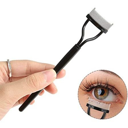 Inralimot Eyelash Comb Eyebrow Brush Eyelash Separator Mascara Applicator Eyelash Definer With Comb Cover Arc Designed Cosmetic Brushes Tool Black