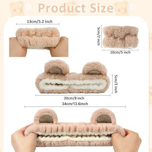 Maycreate Skincare Headband For Women & Wrist Band For Face Wash 3Pcs Combo, Cute Facial Makeup Hair Band And Wrist Bands Towel, Bear Ears Face Wash Band Spa Headband For Women Girls