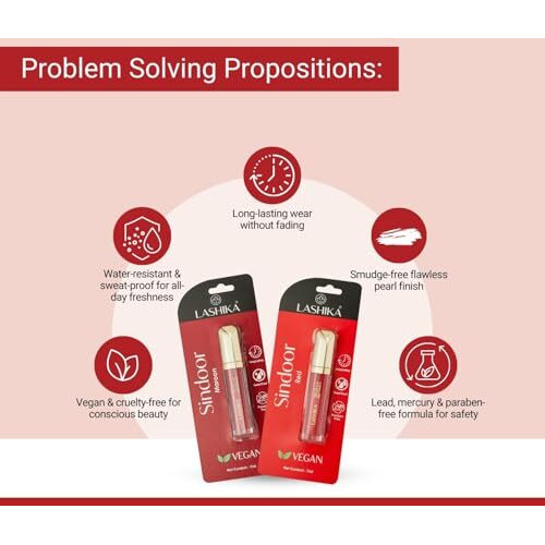 Lashika Sindoor-Red & Maroon  Vegan, Water-Resistant & Long-Lasting-Pack Of 2| 7Ml Each