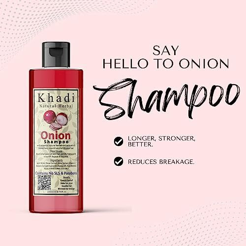 Khadi Natural Herbal Onion Shampoo For Hair Growth | Anti Dandruff Hair Fall Control Shampoo With Amla, Aloevera And Vitamin E Extract Strength Hair Pack Of 200Ml