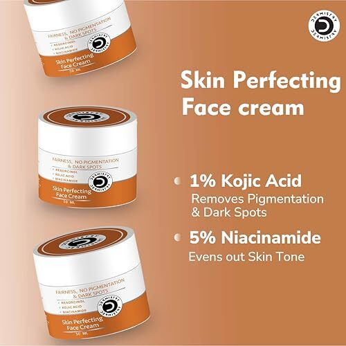 Dermistry 1% Kojic Acid 5% Niacinamide Face Cream For Pigmentation Dark Spots D De Tan Uneven Skin Tone Removal Lightening Brightening Glowing Face For Men & Women Dry Oily & All Skin Types - 50Ml