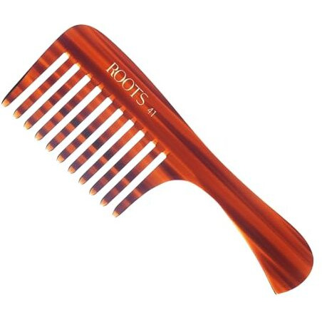 Roots - Classic Brown Wide Teeth Handle Comb - Hair Comb For Men And Women - Style Your Hair Hassle-Free - Light Weight For Healthy & Stylish Hair - Pack Of 1 - Model No.41