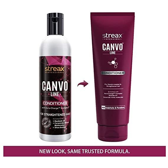 Streax Pro Canvo Line Shampoo, Conditioner & Serum For Straightened Hair
