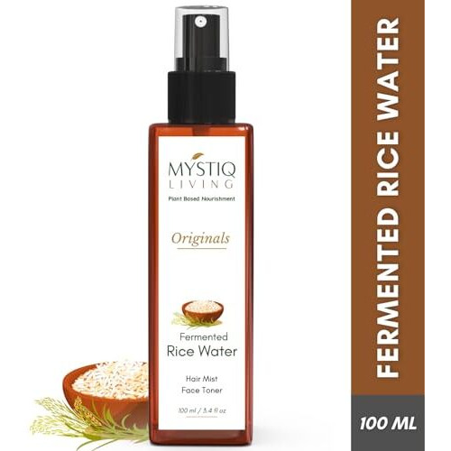 Mystiq Living Fermented Rice Water Toner Spray | 100% Pure Organic Doon Basmati Rice | Quick Absorbing & Non Sticky For Korean Glass Skin | For All Skin Types