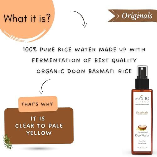 Mystiq Living Fermented Rice Water Toner Spray | 100% Pure Organic Doon Basmati Rice | Quick Absorbing & Non Sticky For Korean Glass Skin | For All Skin Types
