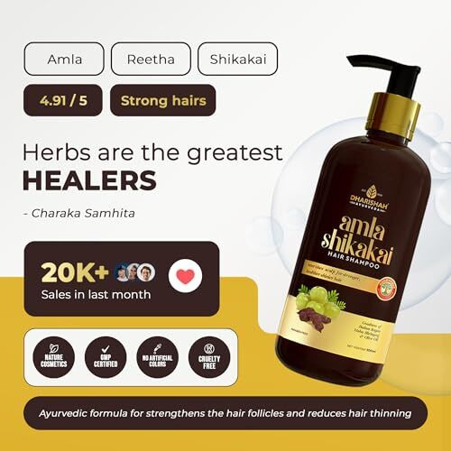 Dharishah Ayurveda Amla Reetha Shikakai Shampoo For Hair Growth Ayurvedic Anti Hairfall & Anti Dandruff Shampoo,300Ml