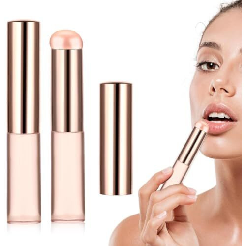 Maycreate 2Pcs Silicone Lip Applicator Silicone Lip Brush Lip Balm Lipstick Applicator With Dustproof Cap For Lipstick, Lip Gloss, Lip Tint, Lip Mask, Concealer Applicator - Pink